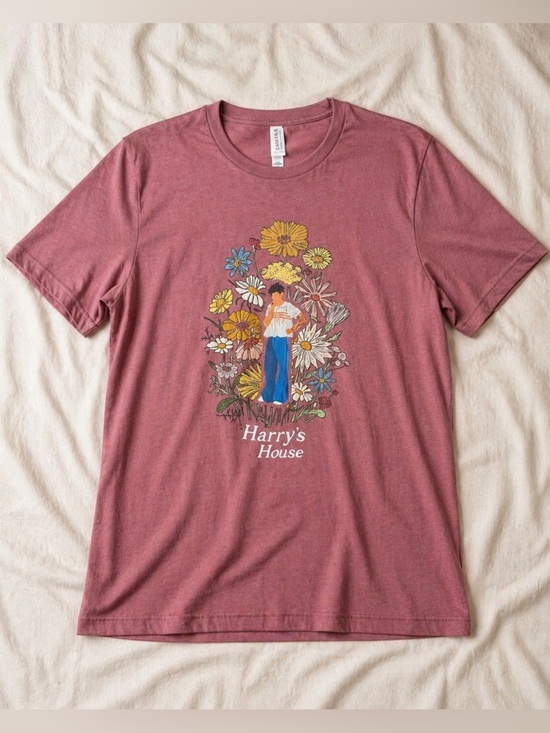Bella Canvas Tops - Harry Styles Harry’s House T Shirt Womens Size L Pink Floral Graphic Music Tee